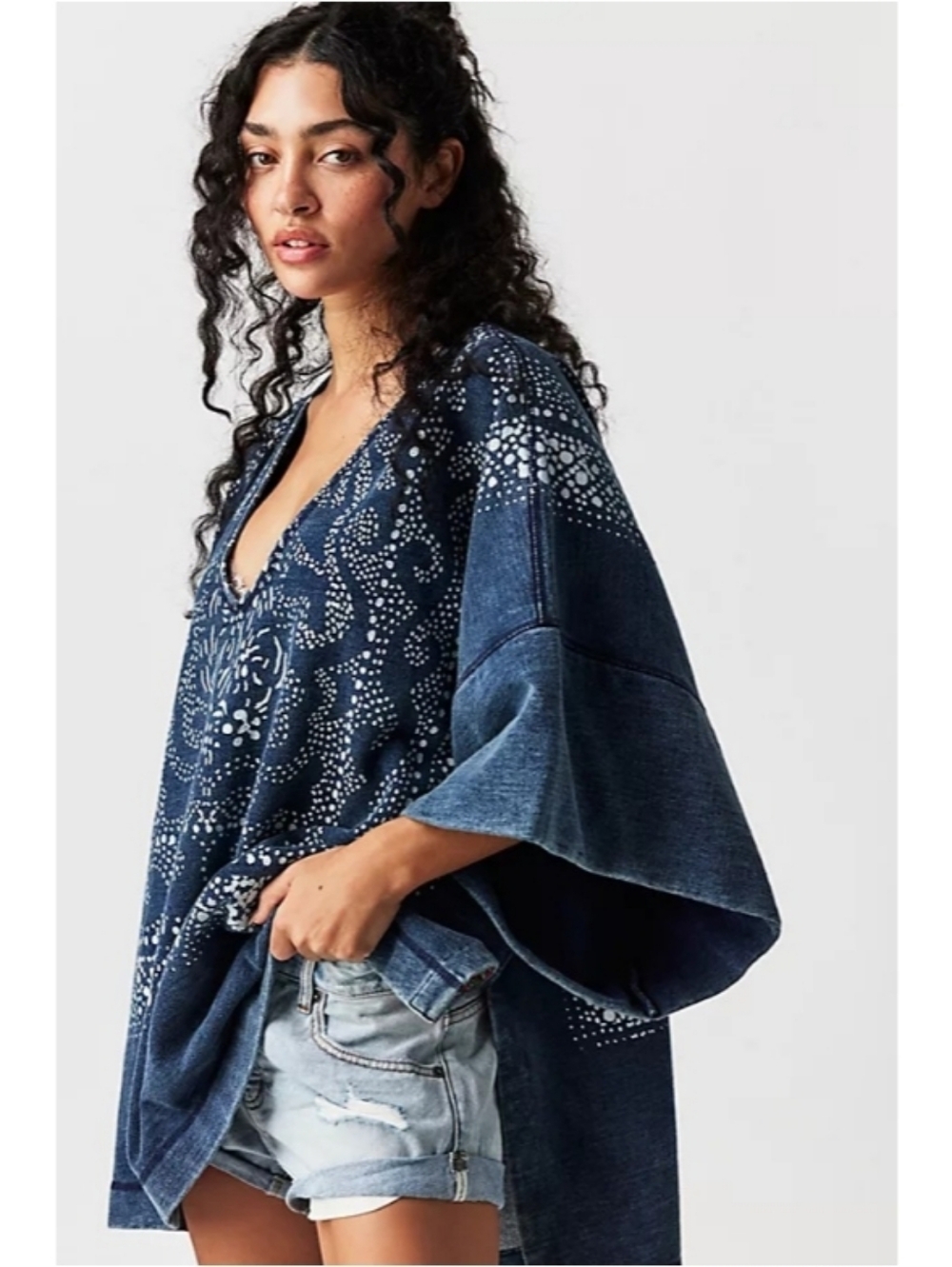 Free People On The Block Oversized Bandana Poncho